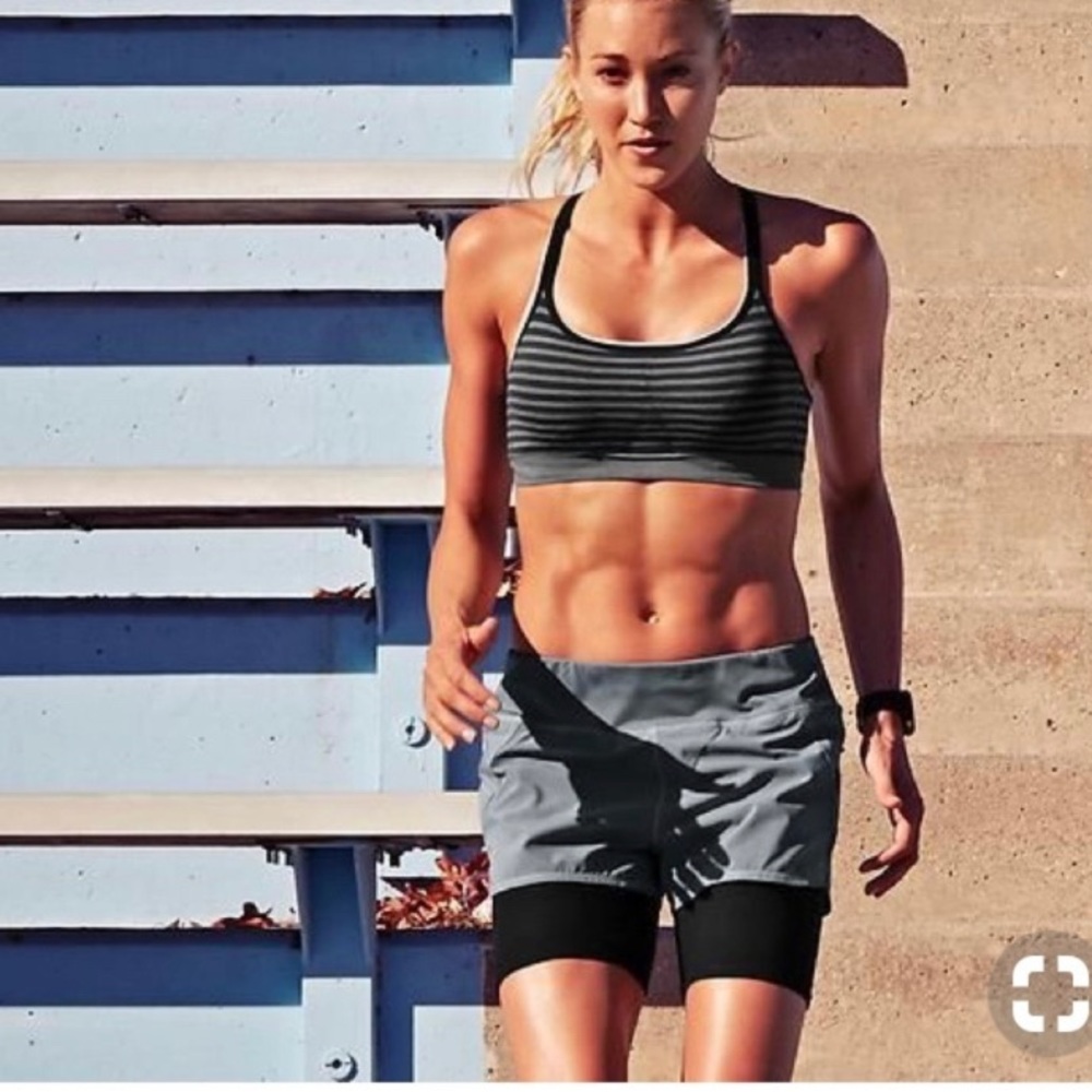 Athleta gray and black 2 in 1 pulse shorts. Size M